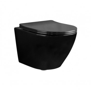 Závěsné wc WC Rea Carlo Mini Rimless Duroplast/Flat, 49x37cm, bez kołnierza, sedadlo s pozvolným sklápěním, bílá