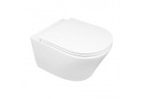 Závěsné wc wc Oltens Jog 52x36 cm, PureRim s povrchem SmartClean se sedadlem s pozvolným sklápěním Slim - bílá