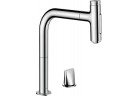 Dřezová baterie Hansgrohe Metris Select M71, 2otvorová, páková, výsuvná sprcha, 2jet, sBox - chrom