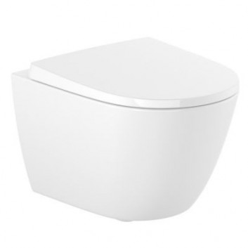 Mísa WC podvěsná, Roca Gap Square Rimless Compacto 48×34 cm, MaxiClean, bílá