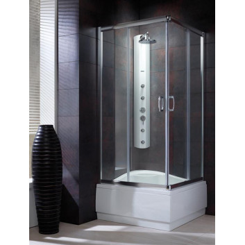 Čtvrtkruhový sprchový kout Radaway Premium A 1700, 90x90cm, rozsuwana, sklo fabric, profil chrom
