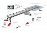 Lineární odtok, pełny souprava, Wiper New Premium, 1200mm, vzor Ponente, povrchová úprava poler