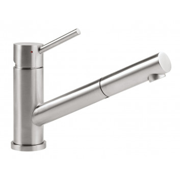 Dřezová baterie Villeroy & Boch Como Shower Window, výška 215mm, výsuvná sprcha, nerez