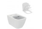 Mísa WC Ideal Standard i.life B Rimless, 54x35,5cm závěsná bez splachovacího okruhu bílá + sedátko Ideal Standard i.life B, pomalu sklápěcí 