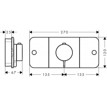 Modul termostatický Axor One, podomítkový, 1 přijímač vody, vnější komponent, černá matnáný
