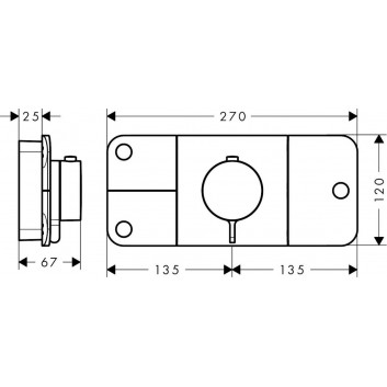 Modul termostatický Axor One, podomítkový, 3 přijimače vody, vnější komponent, černá matnáný