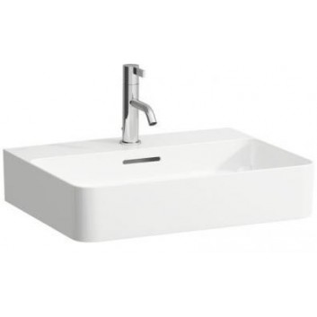 Umyvadlo ścienno-na desku 550 x 420 mm SaphirKeramik s otvorem pro baterii bílá- sanitbuy.pl