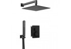 Sprchový set podomítkový Deante Box Nero termostatický s hlavovou sprchou 30 cm - černá matnáný 