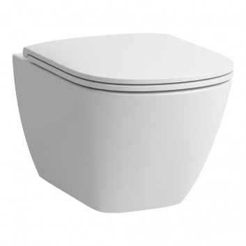 Mísa WC Laufen Pro A závěsná, 36 x 53 cm, Rimless se sedadlem s pozvolným sklápěním Slim - bílá