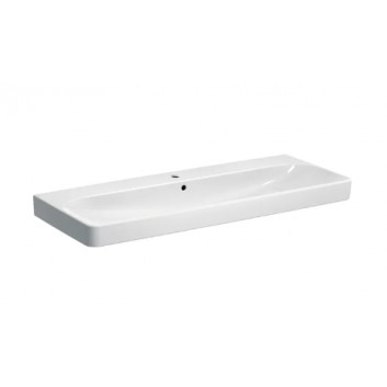 Geberit Smyle Square Umyvadlo, B90cm, H16.5cm, T48cm, z přepadem, z dwoma otvory pro baterii