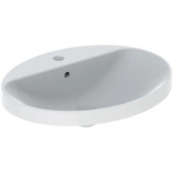Geberit Variform Zápustné umyvadlo, oválný, B55cm, H17.8cm, T45cm, bez přepadu, s otvorem pro baterii