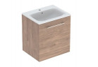 Geberit Selnova Square Souprava szafki pod umyvadlo, z jednymi drzwiami, 60x65.2x50.2cm, vlašský ořech hickory, s umyvadlem meblową, cienki rant, z přepadem, s otvorem pro baterii