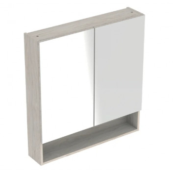 Geberit Selnova Square Zrcadlová skříňka, B58.8cm, H85cm, T17.5cm, z dwojgiem dveře, vlašský ořech hickory