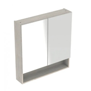 Geberit Selnova Square Zrcadlová skříňka, B78.8cm, H85cm, T17.5cm, z dwojgiem dveře, vlašský ořech hickory
