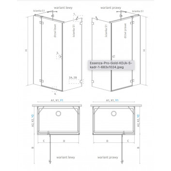 Přední plocha pro sprchový kout Radaway Idea Black KDJ+S 160, pravé, posuvné, sklo čiré, 1600x2005mm, profil černá