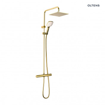 Oltens Atran sprchový set termostatický s hlavovou sprchou okrągłą złotą 