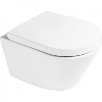 Souprava Oltens Jog mísa WC závěsná PureRim s povrchem SmartClean se sedadlem s pozvolným sklápěním
