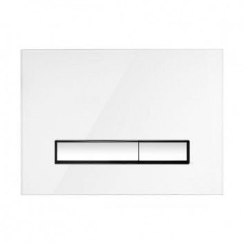 Oltens Torne splachovací tlačítko do WC skleněný - bílý/chrom/bílý