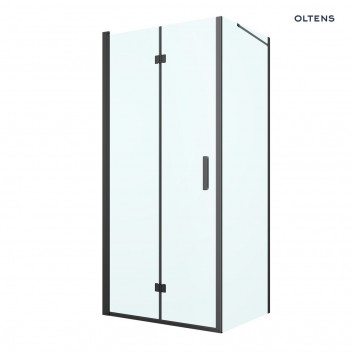 Oltens Hallan sprchový kout 80x100 cm obdélníková černá matnáný/sklo čiré dveře se stěnou