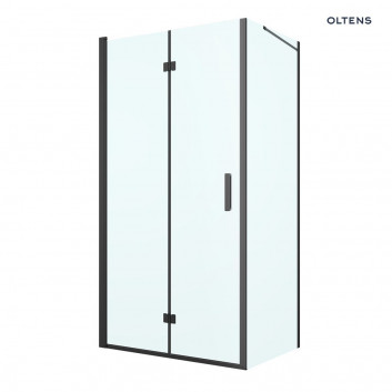 Oltens Hallan sprchový kout 90x100 cm obdélníková černá matnáný/sklo čiré dveře se stěnou 