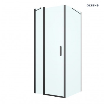 Oltens Verdal sprchový kout 80x80 cm čtvercová černá matnáný/sklo čiré dveře se stěnou