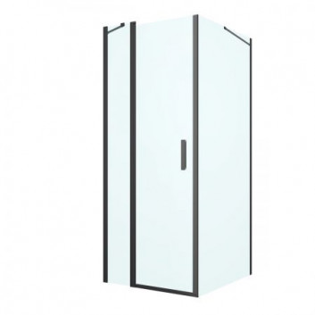 Oltens Verdal sprchový kout 80x90 cm čtvercová černá matnáný/sklo čiré dveře se stěnou