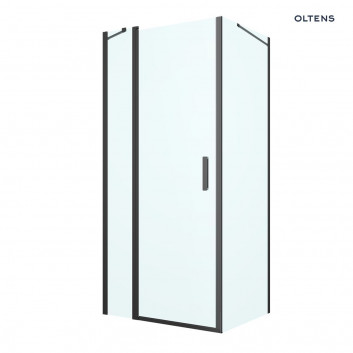 Oltens Verdal sprchový kout 80x100 cm obdélníková černá matnáný/sklo čiré dveře se stěnou
