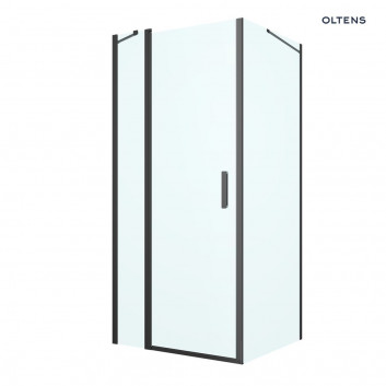 Oltens Verdal sprchový kout 90x80 cm obdélníková černá matnáný/sklo čiré dveře se stěnou