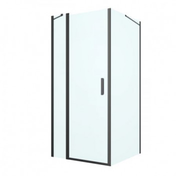 Oltens Verdal sprchový kout 90x90 cm čtvercová černá matnáný/sklo čiré dveře se stěnou