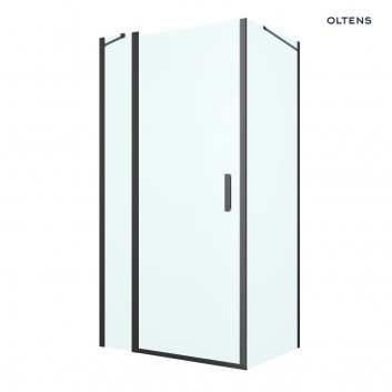 Oltens Verdal sprchový kout 90x100 cm obdélníková černá matnáný/sklo čiré dveře se stěnou