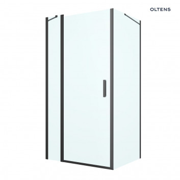 Oltens Verdal sprchový kout 100x80 cm obdélníková černá matnáný/sklo čiré dveře se stěnou