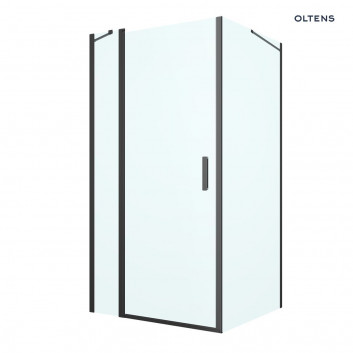 Oltens Verdal sprchový kout 100x90 cm protokątna černá matnáný/sklo čiré dveře se stěnou 
