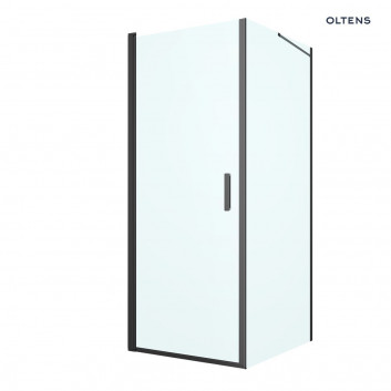 Oltens Rinnan sprchový kout 80x90 cm obdélníková černá matnáný/sklo čiré dveře se stěnou
