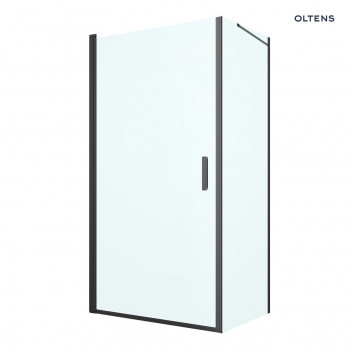 Oltens Rinnan sprchový kout 90x100 cm obdélníková černá matnáný/sklo čiré dveře se stěnou