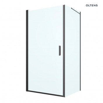 Oltens Rinnan sprchový kout 100x80 cm obdélníková černá matnáný/sklo čiré dveře se stěnou