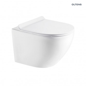 Souprava Oltens Hamnes mísa WC závěsná PureRim se sedadlem s pozvolným sklápěním Ovan Slim