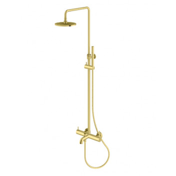 Sprchový set Kohlman Axel Gold, podomítkový, kulatá horní sprcha 25 cm, 2 výstupy vody - zlatá lesklý