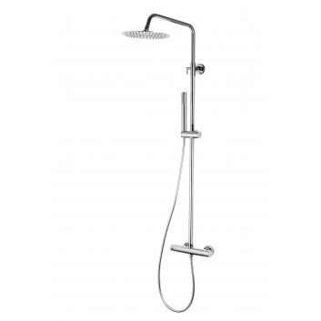 Sprchová zlatá sprchový panel Corsan Lugo kulatá horní sprcha s baterií termostatickou a otočným výtokovým ramenem wannową