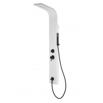 Panel sprchový Corsan Alto bílý z černé wykończeniem osvětlením LED i výtokovým ramenem