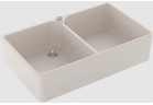 Zlew dwukomorowy 90 X Zlew dwukomorowy, włącznie Souprava odtokový s automatickým uzávěrem, z Keramika, 900 x 550 mm, Crema CeramicPlus