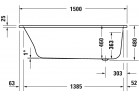 Vana hydromasážní 150x75cm, Duravit Qatego, Combi-System P - Bílý