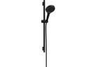 Sprchový set 130 3jet s držákem S Puro 65 cm PushSlider i tekstylnym hadici sprchovým Designflex 160 cm, Hansgrohe Rainfinity - Černá Matný
