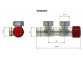 Ventil zespolony Komex Twins s termostatickou hlavicí, rohový, levé - chrom
