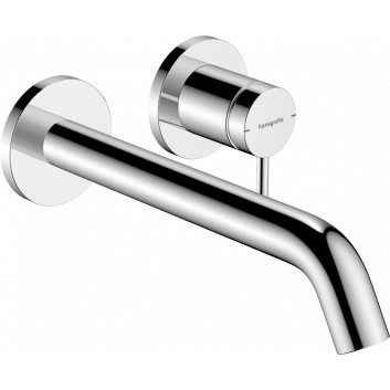 Páková umyvadlová baterie nástěnná, podomítková s výtokovým ramenem 22,5 cm, Hansgrohe Tecturis S - Chrom 