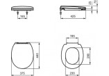 Klozetové sedátko. s poklopem pro mísu WC o wys. 355 mm, Ideal Standard CONTOUR 21 - Bílý
