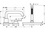 3otvorová, páková baterie na okraj vany z sBox, vnější komponent, Hansgrohe Tecturis S - Chrom