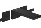 3otvorová umyvadlová baterie nástěnná, podomítková s výtokovým ramenem 221 mm, Hansgrohe AXOR MyEdition - Černá Matný/Černé Sklo 