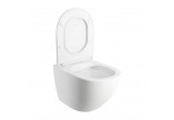 Bezkołnierzowa mísa toaletní závěsná se sedadlem s pozvolným sklápěním, 49x37 cm, Omnires Ottawa - Bílý matnáný 