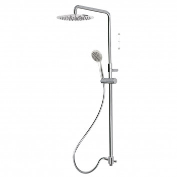 Souprava sprchová tyč bez baterii s propojením ve stěně a horní sprchou, Tres Complementos Ducha - Chrom