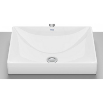 Umyvadlo na postavení na desku Roca 50 cm, oválný, bez otvoru pro baterii, FINECERAMIC - Bílá